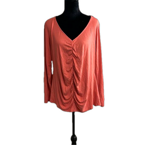 A a & Viv coral ruched long sleeve top size 1X